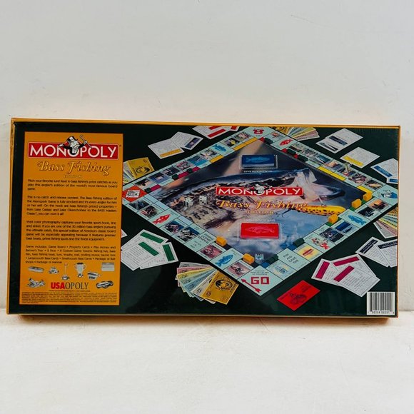 Vintage Monopoly Bass Fishing Edition Board Game 1998 Hasbro USAopoly New Sealed - Picture 3 of 7